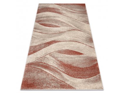 Kusový koberec FUSION 1617 Vlnky Moderní Abstraktní krémový terakota hnědý (Rozměr 80x150 cm)