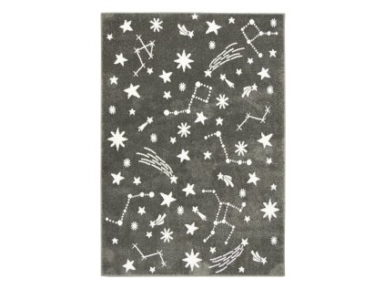 Dětský kusový koberec Lima 9572A Večerní Nebe Vesmír Hvězdy šedý krémový (Rozměr 120x170 cm)