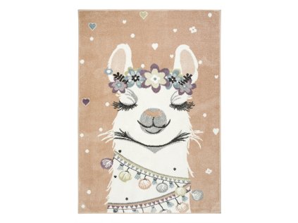 Dětský kusový koberec Lima C882A Lama růžový krémový (Rozměr 120x170 cm)