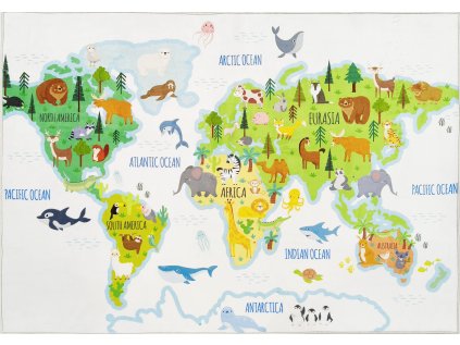 Dětský kusový koberec KIDS 250321N Mapa Světa