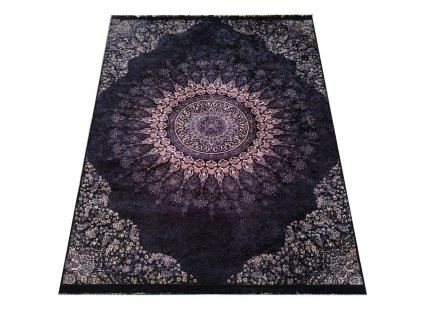 Moderní kusový koberec protiskluzový Horeca New 130 černý vícebarevný1