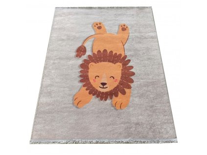 Dětský kusový koberec pratelný Horeca New 140 Lvíček šedý