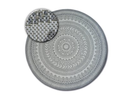 Kulatý koberec Sisal FLAT 48695 637 šedý