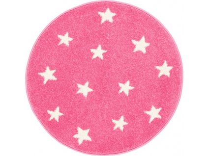 Dětský kulatý koberec Agnella Funky Top Hvězdy růžový