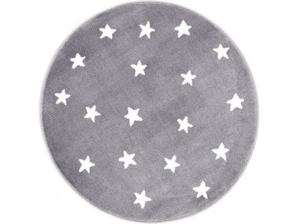 Dětský kulatý koberec Agnella Soft Hvězdy šedý