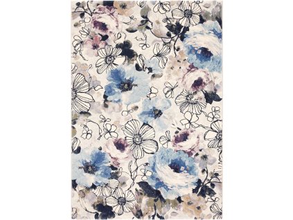 Moderní kusový koberec Ragolle Argentum 63422 6141 Květy modrý
