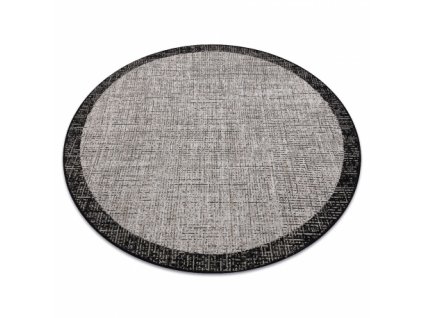 Kulatý koberec Sisal  FLOORLUX 20401 stříbrný / černý