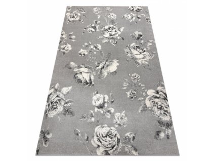 Kusový koberec GNAB 60642653 Květy Růže šedý / bílý