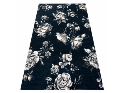 Kusový koberec GNAB 60642734 Květy Růže tmavě modrý / bílý