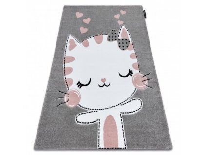 Dětský kusový koberec PETIT Kočička šedý