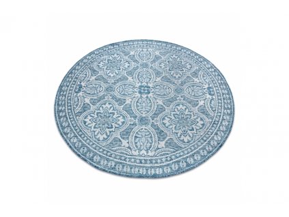 Kulatý koberec SISAL LOFT 21193 modrý stříbrný slonová kost1