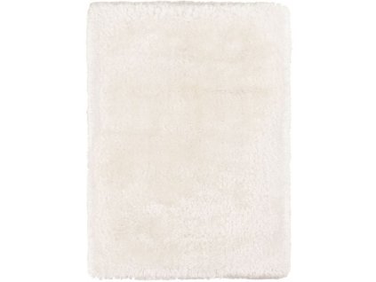 Kusový koberec jednobarevný Shaggy Plush bílý