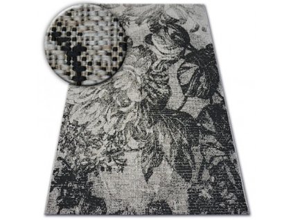 Kusový koberec Sisal FLOORLUX 20491 stříbrný / černý