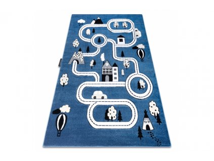 Dětský kusový koberec PETIT Uličky modrý