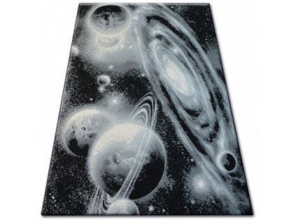 Kusový koberec BCF FLASH 33455/190 - Planety vesmír šedý