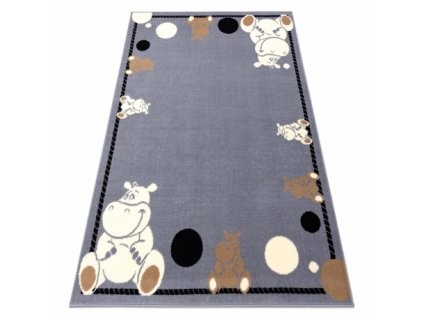 Dětský kusový koberec BCF FLASH 3993 Hrošík šedý