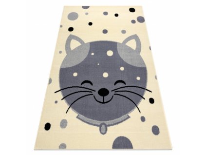 Dětský kusový koberec BCF FLASH 3998 Kočička krémový / šedý