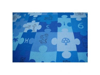 Dětský kusový koberec PUZZLE modrý