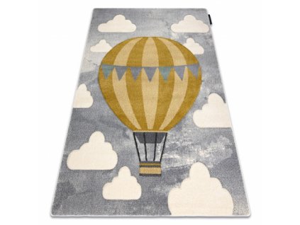 Dětský kusový koberec PETIT Létající balon mráčky šedý