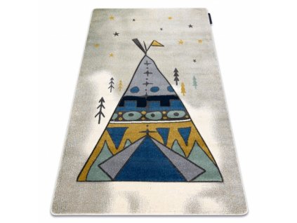 Dětský kusový koberec PETIT Indiánské Teepee šedý