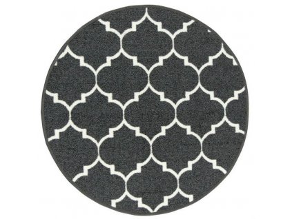 Kulatý koberec Clover pogumovaný tmavě šedý