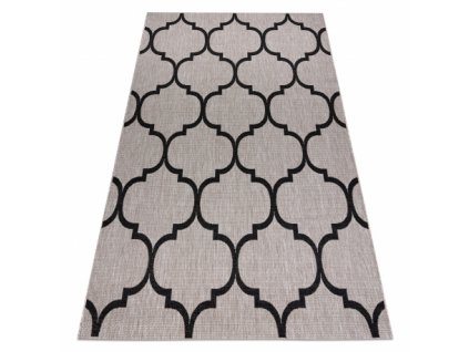 Kusový koberec Sisal FLOORLUX 20608 Marokánsky vzor stříbrný / černý