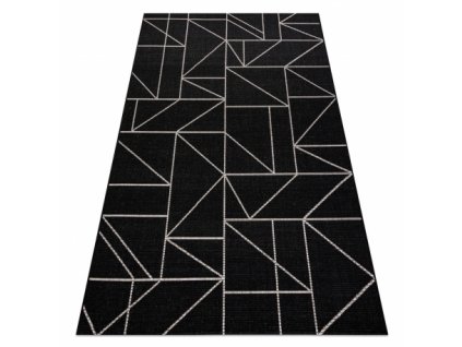 Kusový koberec Sisal FLOORLUX 20605 geometrický vzor černý / stříbrný