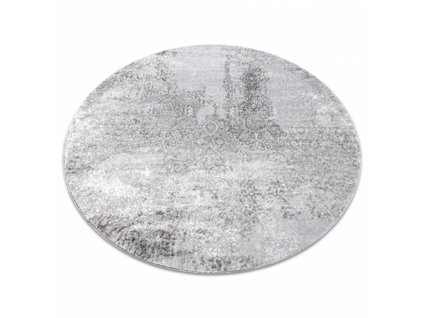 Kulatý kusový koberec MEFE 8731 šedý