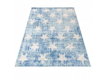 Kusový koberec HAPPY H332A Hvězdy modrý / bílý
