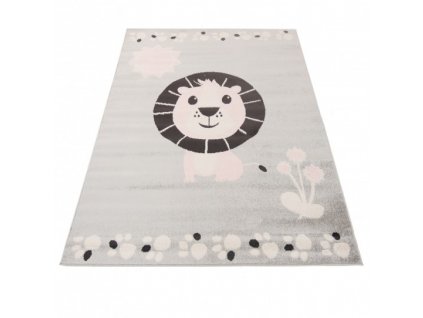 Dětský kusový koberec HAPPY H319A Lvíček šedý bílý