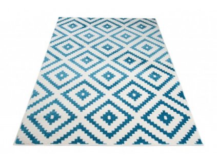 Moderní kusový koberec MAROKO L885A modrý bílý