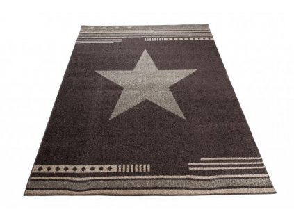 Moderní kusový koberec MAROKO L916A Hvězda tmavě hnědý