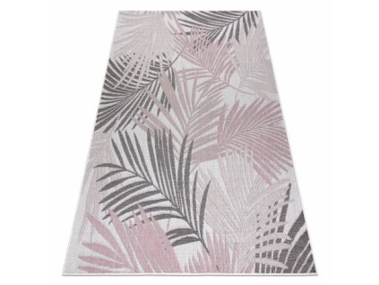 Kusový koberec Sisalový SION 2837 Listy palmy ecru / růžový