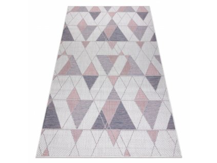 Kusový koberec Sisalový SION 3006 Trojúhelníky ecru / růžový