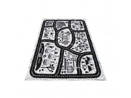 Dětský kusový koberec Soho 10 Uličky Město černý bílý