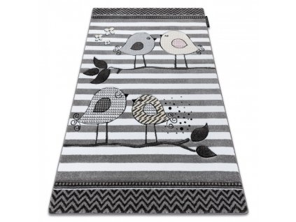 Dětský kusový koberec PETIT ptáčci šedý