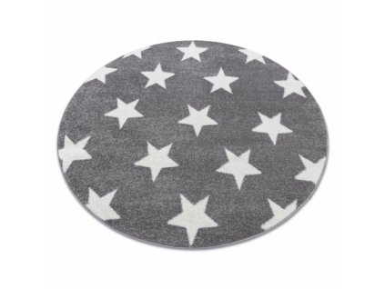 Kulatý koberec SKETCH - FA68 Hvězdy šedý bílý