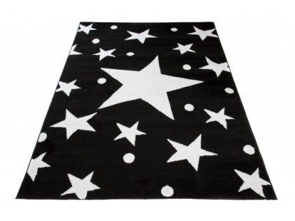 Moderní kusový koberec BALI C440A Hvězdy černý / bílý