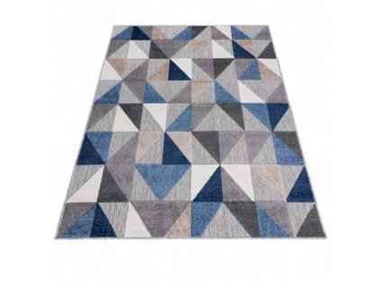 Moderní kusový koberec AVENTURA  EC96A Trojúhelníky šedý modrý