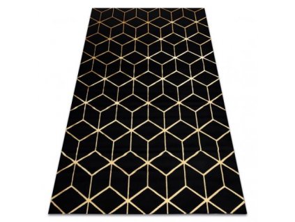 Moderní kusový koberec GLOSS 409C 86 Šestihran 3D černý / zlatý