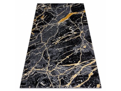 Moderní kusový koberec GLOSS 529A 82 Mramor kámen černý zlatý / šedý