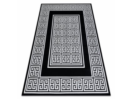 Moderní kusový koberec GLOSS 6776 85 Řecký vzor černý / slonová kost