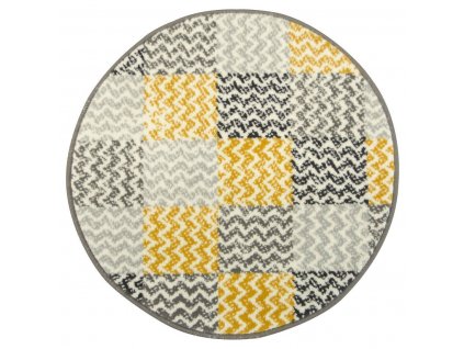 Kulatý koberec LUNA 503568/89935 hořčicový patchwork