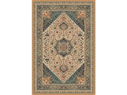 Kusový koberec vlněný Agnella Isfahan Aretuza Měděný Béžový Zelený
