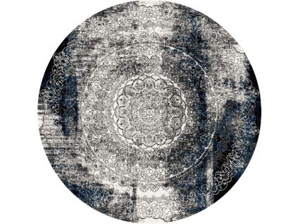 Kulatý koberec vlněný Agnella Agnus Currus Černý Šedý
