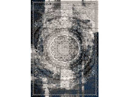 Kusový koberec vlněný Agnella Agnus Currus Černý Šedý