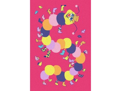 Dětský kusový koberec Agnella Funky Top Iwo Stonožka Růžový