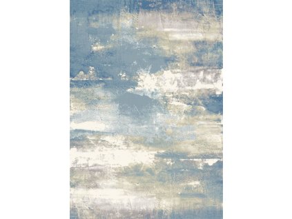 Kusový koberec vlněný Agnella Diamond Ska Modrý (binding)