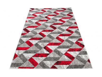 Kusový koberec moderní MAYA Q544A WHITE červený šedý bílý