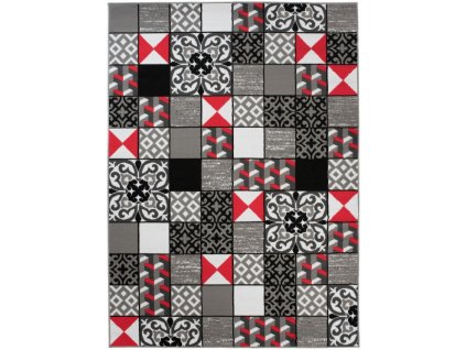 Kusový koberec moderní MAYA Z906E Patchwork šedý červený